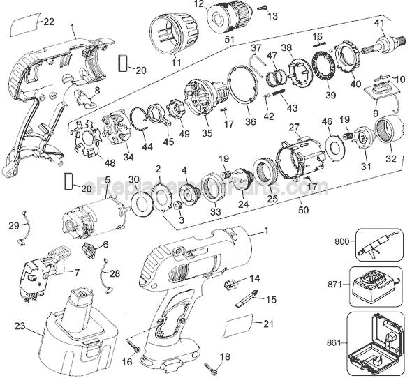 Page A Diagram and Parts List for 2898B Type 2 Black and Decker Cordless Drill